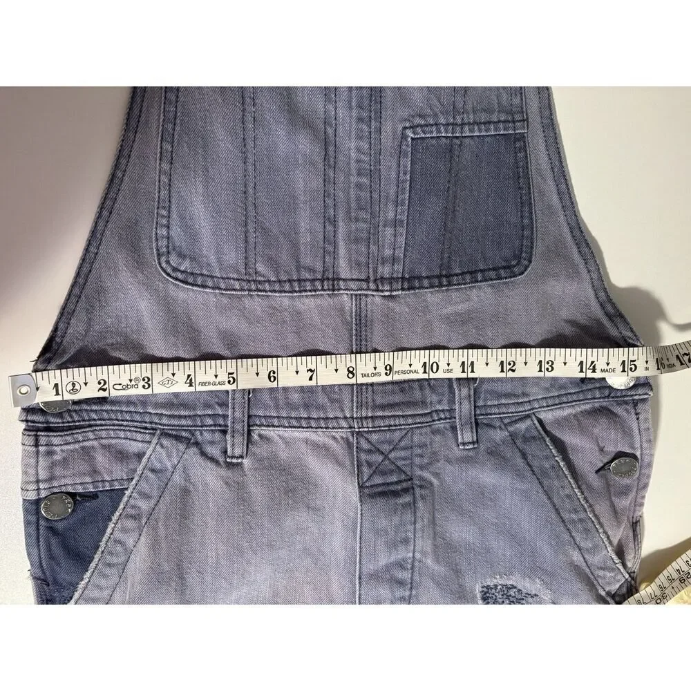 We The Free Vintage Wash Denim Overalls | Distressed Patchwork